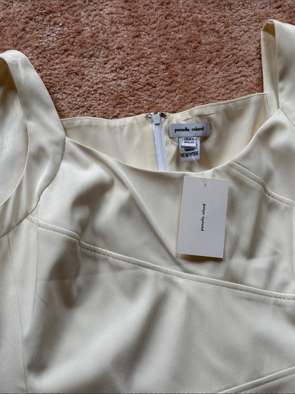 💛 NWT Pamella Roland Butter cream Silk Dress - Picture 3 of 8